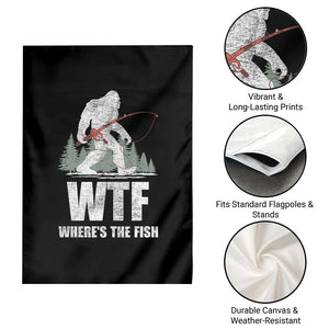 WTF Where's The Fish Garden Flag Funny Fishing Gifts Bigfoot Sasquatch TS10 Print Your Wear