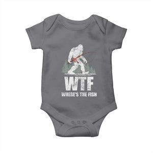 WTF Where's The Fish Baby Onesie Funny Fishing Gifts Bigfoot Sasquatch TS10 Charcoal Print Your Wear