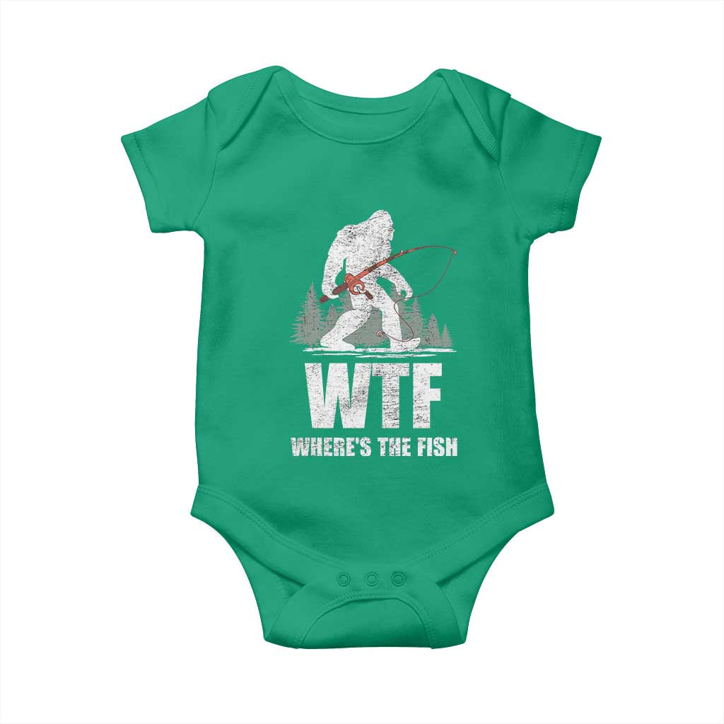 WTF Where's The Fish Baby Onesie Funny Fishing Gifts Bigfoot Sasquatch TS10 Irish Green Print Your Wear