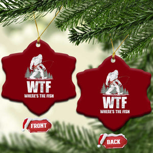 WTF Where's The Fish Ceramic Ornament Funny Fishing Gifts Bigfoot Sasquatch TS10 Print Your Wear