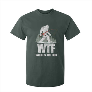 WTF Where's The Fish T Shirt For Kid Funny Fishing Gifts Bigfoot Sasquatch TS10 Dark Forest Green Print Your Wear