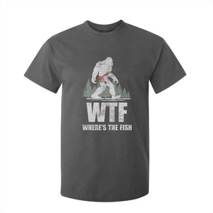 WTF Where's The Fish T Shirt For Kid Funny Fishing Gifts Bigfoot Sasquatch TS10 Dark Heather Print Your Wear