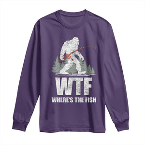 WTF Where's The Fish Long Sleeve Shirt Funny Fishing Gifts Bigfoot Sasquatch - Print Your Wear