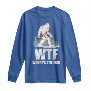 WTF Where's The Fish Long Sleeve Shirt Funny Fishing Gifts Bigfoot Sasquatch - Print Your Wear