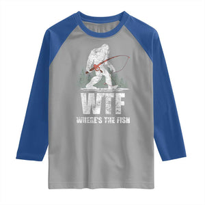 WTF Where's The Fish Raglan Shirt Funny Fishing Gifts Bigfoot Sasquatch TS10 Sport Gray Royal Print Your Wear