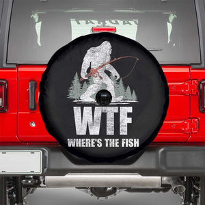 WTF Where's The Fish Spare Tire Cover Funny Fishing Gifts Bigfoot Sasquatch TS10 Black Print Your Wear