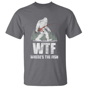 WTF Where's The Fish T Shirt Funny Fishing Gifts Bigfoot Sasquatch TS10 Charcoal Print Your Wear