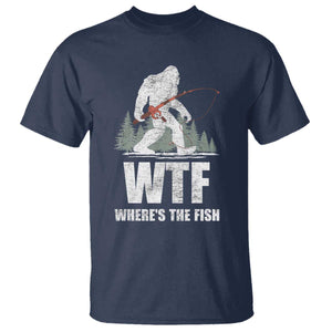 WTF Where's The Fish T Shirt Funny Fishing Gifts Bigfoot Sasquatch TS10 Navy Print Your Wear