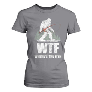WTF Where's The Fish T Shirt For Women Funny Fishing Gifts Bigfoot Sasquatch TS10 Charcoal Print Your Wear