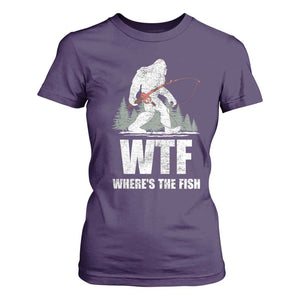 WTF Where's The Fish T Shirt For Women Funny Fishing Gifts Bigfoot Sasquatch TS10 Purple Print Your Wear