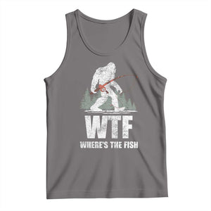 WTF Where's The Fish Tank Top Funny Fishing Gifts Bigfoot Sasquatch TS10 Deep Heather Print Your Wear
