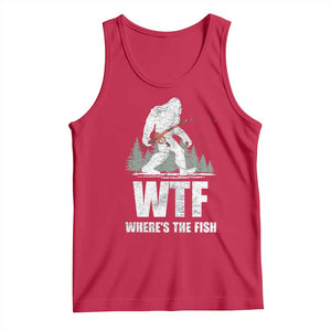 WTF Where's The Fish Tank Top Funny Fishing Gifts Bigfoot Sasquatch TS10 Red Print Your Wear