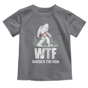 WTF Where's The Fish Toddler T Shirt Funny Fishing Gifts Bigfoot Sasquatch TS10 Charcoal Print Your Wear