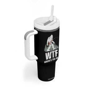 WTF Where's The Fish Tumbler With Handle Funny Fishing Gifts Bigfoot Sasquatch TS10 Print Your Wear