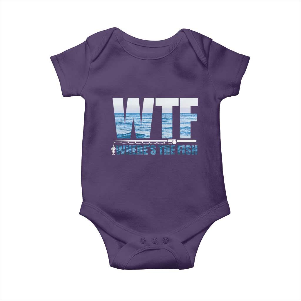 WTF Where's The Fish Baby Onesie Funny Fishing Gifts Fathers Day TS10 Purple Print Your Wear
