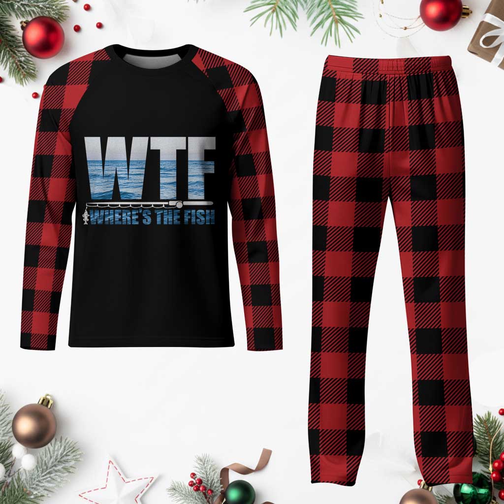 WTF Where's The Fish Plaid Pajama Set Funny Fishing Gifts Fathers Day TS10 Buffalo Plaid Print Your Wear