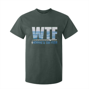 WTF Where's The Fish T Shirt For Kid Funny Fishing Gifts Fathers Day TS10 Dark Forest Green Print Your Wear