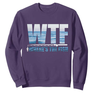 WTF Where's The Fish Sweatshirt Funny Fishing Gifts Fathers Day TS10 Purple Print Your Wear