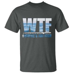 WTF Where's The Fish T Shirt Funny Fishing Gifts Fathers Day TS10 Dark Heather Print Your Wear