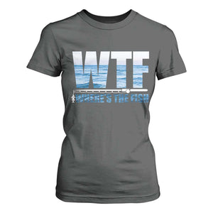 WTF Where's The Fish T Shirt For Women Funny Fishing Gifts Fathers Day TS10 Dark Heather Print Your Wear
