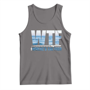 WTF Where's The Fish Tank Top Funny Fishing Gifts Fathers Day TS10 Deep Heather Print Your Wear