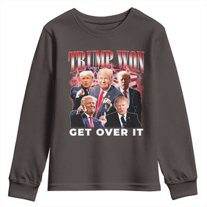 Trump Won 2024 Youth Sweatshirt Get Over It 45 47 President TS10 Dark Chocolate Print Your Wear