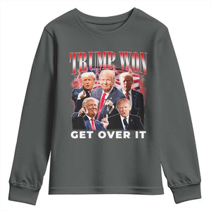 Trump Won 2024 Youth Sweatshirt Get Over It 45 47 President TS10 Dark Heather Print Your Wear