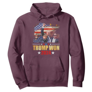 Trump Won 2024 Hoodie President 45 47th Second Term US Flag TS10 Maroon Print Your Wear