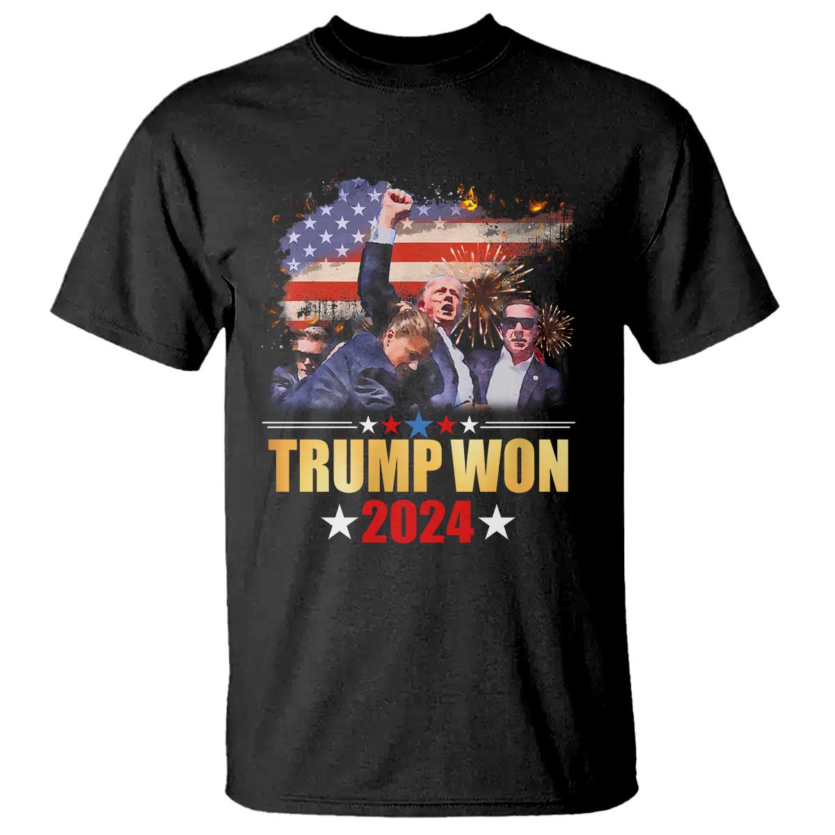Trump Won 2024 T Shirt President 45 47th Second Term US Flag TS10 Black Print Your Wear