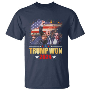 Trump Won 2024 T Shirt President 45 47th Second Term US Flag TS10 Navy Print Your Wear