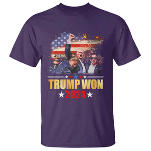 Trump Won 2024 T Shirt President 45 47th Second Term US Flag TS10 Purple Print Your Wear