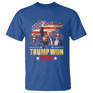 Trump Won 2024 T Shirt President 45 47th Second Term US Flag TS10 Royal Blue Print Your Wear
