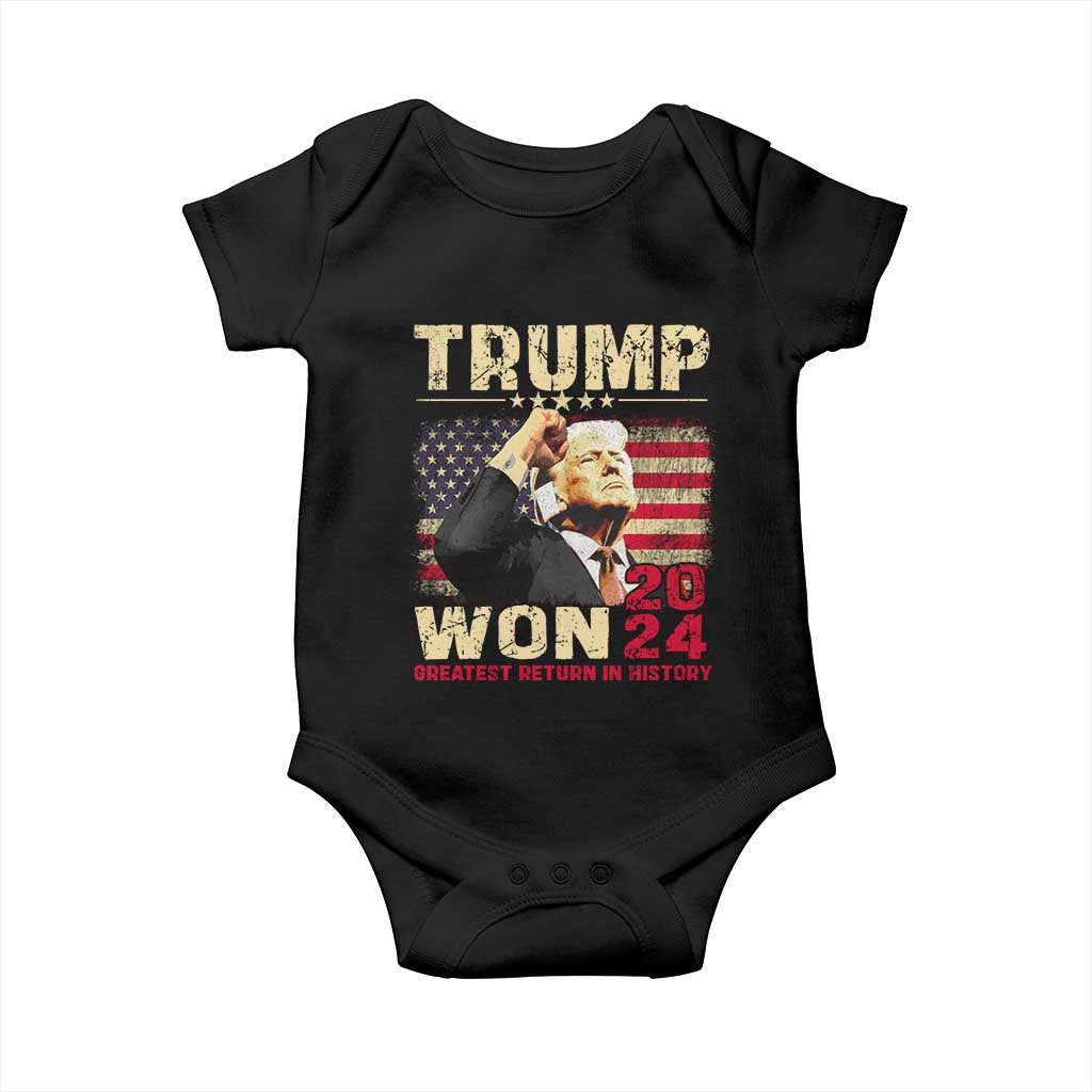 Trump 2024 Baby Onesie He Won Greatest Return In History TS10 Black Print Your Wear