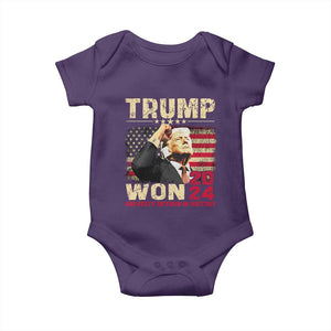 Trump 2024 Baby Onesie He Won Greatest Return In History TS10 Purple Print Your Wear