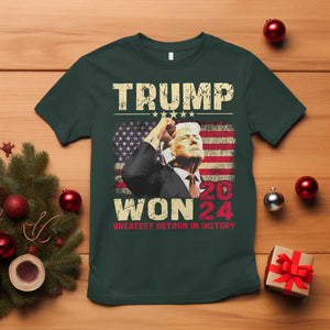 Trump 2024 T Shirt He Won Greatest Return In History TS10 Dark Forest Green Print Your Wear