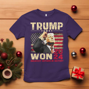 Trump 2024 T Shirt He Won Greatest Return In History TS10 Purple Print Your Wear