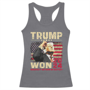 Trump 2024 Racerback Tank Top He Won Greatest Return In History TS10 Charcoal Print Your Wear