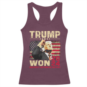 Trump 2024 Racerback Tank Top He Won Greatest Return In History TS10 Maroon Print Your Wear
