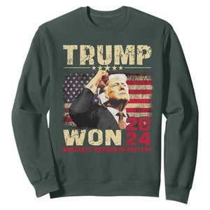 Trump 2024 Sweatshirt He Won Greatest Return In History TS10 Dark Forest Green Print Your Wear