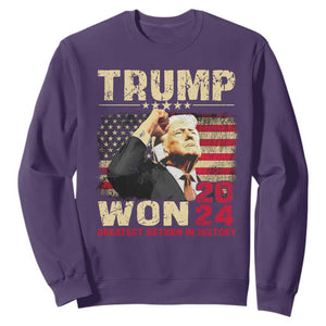 Trump 2024 Sweatshirt He Won Greatest Return In History TS10 Purple Print Your Wear