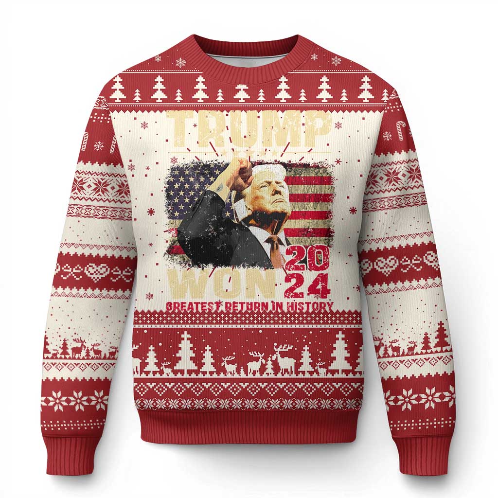 Trump 2024 Ugly Christmas Sweater He Won Greatest Return In History TS10 Red Print Your Wear