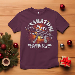 Nakatomi Plaza Christmas Party T Shirt 1988 Welcome To The Party Pal 80'S Die Movie Bruce TS10 Maroon Print Your Wear