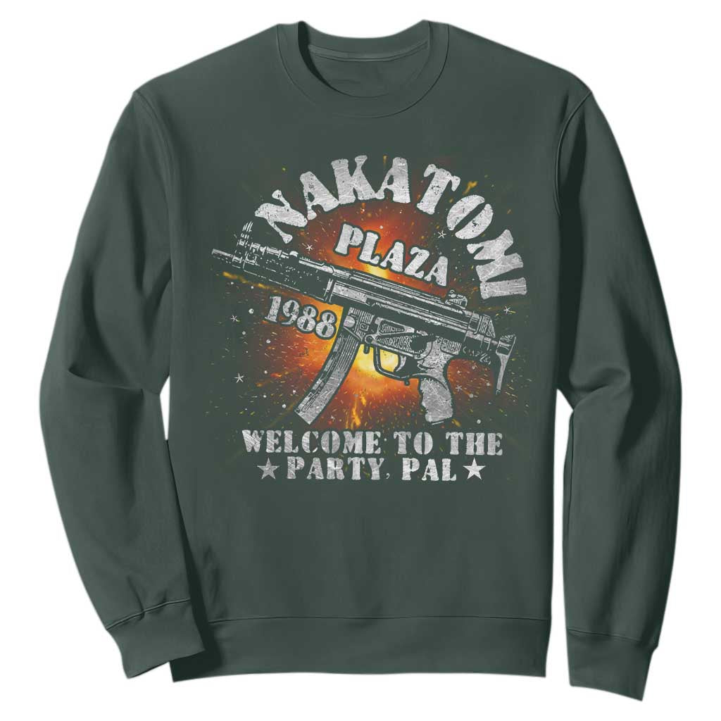 Nakatomi Plaza Christmas Party Sweatshirt 1988 Welcome To The Party Pal 80'S Die Movie Bruce TS10 Dark Forest Green Print Your Wear