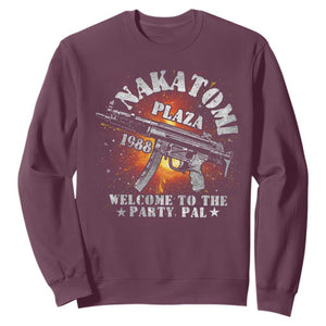 Nakatomi Plaza Christmas Party Sweatshirt 1988 Welcome To The Party Pal 80'S Die Movie Bruce TS10 Maroon Print Your Wear