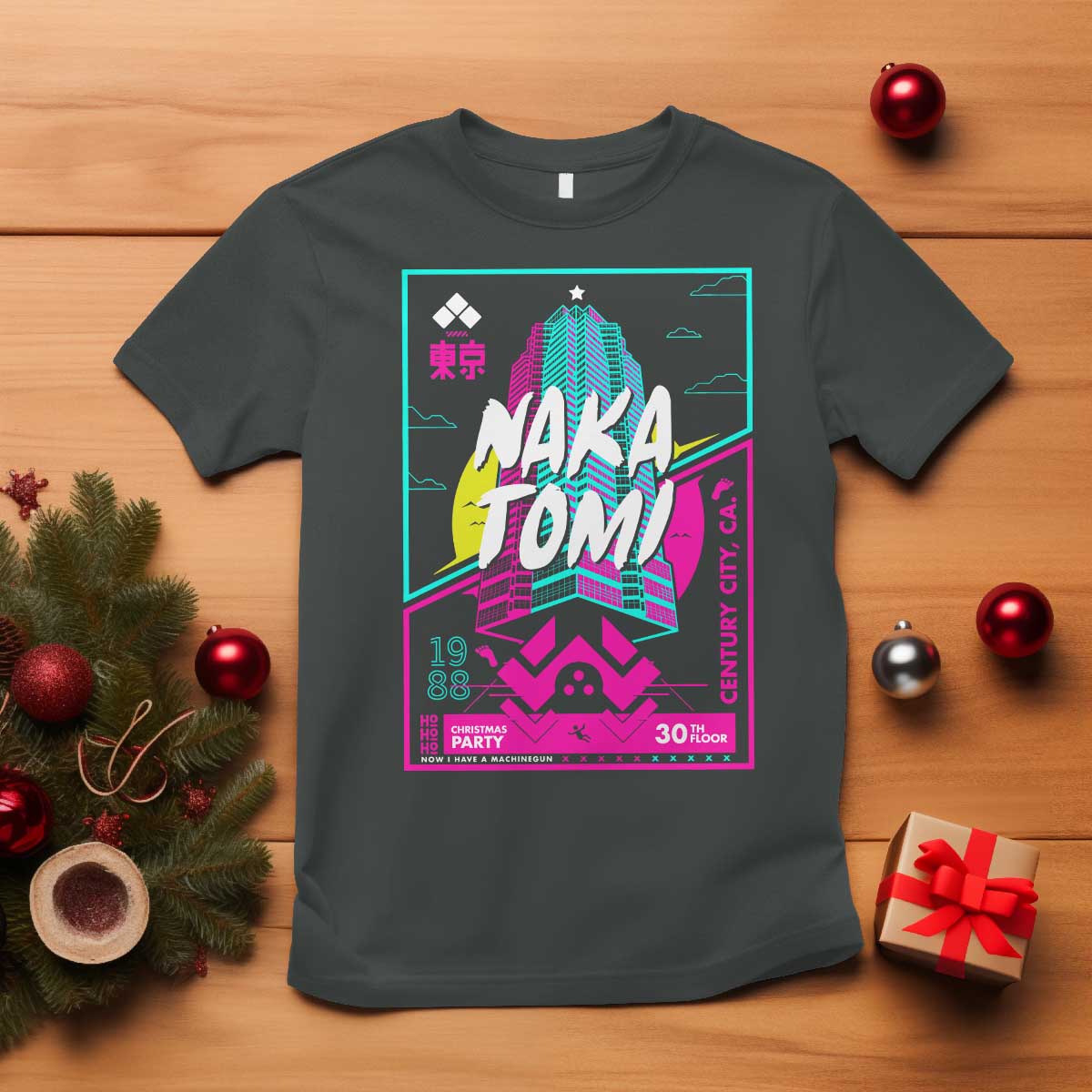 Nakatomi Plaza T Shirt Party 1988 Christmas Jumper Xmas Funny 80's Die Movie Bruce TS10 Dark Heather Print Your Wear
