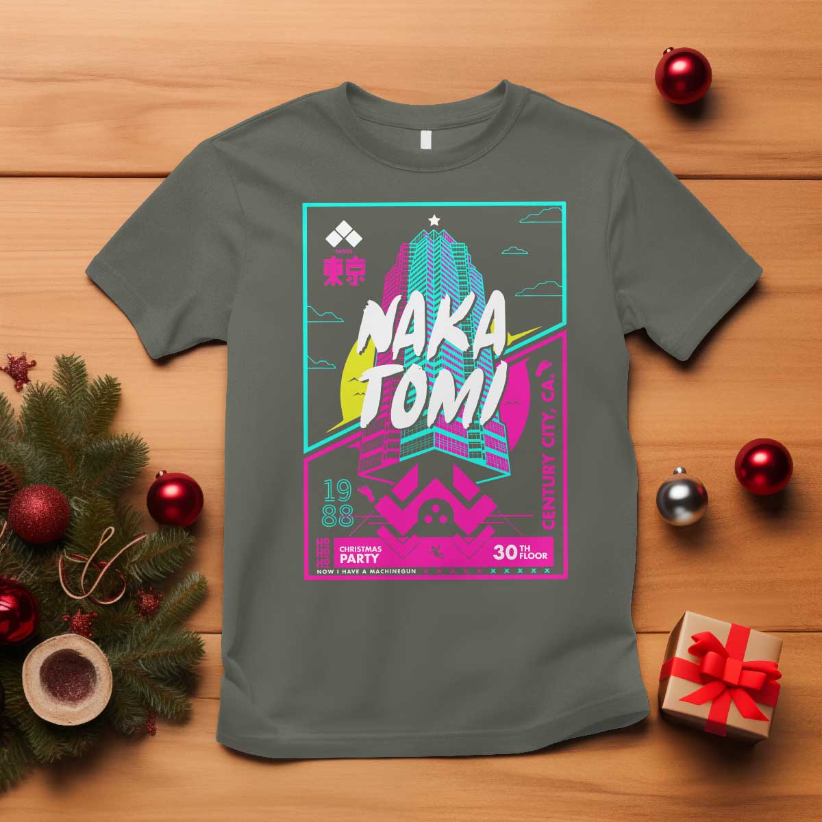 Nakatomi Plaza T Shirt Party 1988 Christmas Jumper Xmas Funny 80's Die Movie Bruce TS10 Military Green Print Your Wear