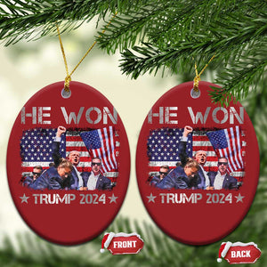 Trump Won 2024 Christmas Ornament He Won President 47th American Flag TS10 Oval Red Print Your Wear