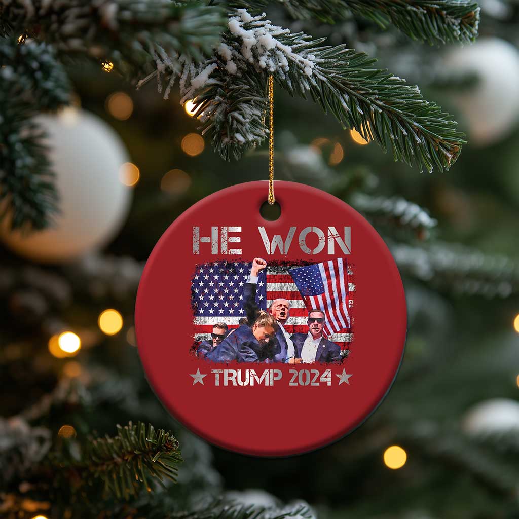 Trump Won 2024 Christmas Ornament He Won President 47th American Flag TS10 Print Your Wear
