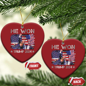 Trump Won 2024 Christmas Ornament He Won President 47th American Flag TS10 Heart Red Print Your Wear