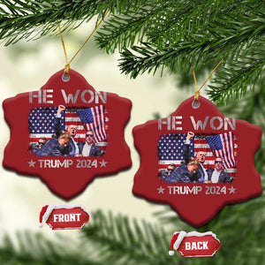 Trump Won 2024 Christmas Ornament He Won President 47th American Flag TS10 Snow Flake Red Print Your Wear